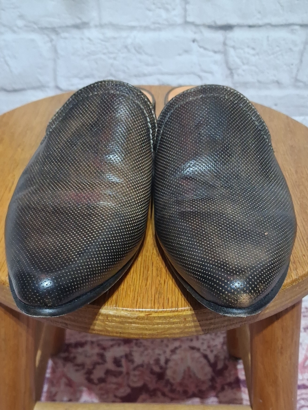 Bed Stu Brown Textured Leather Mules
